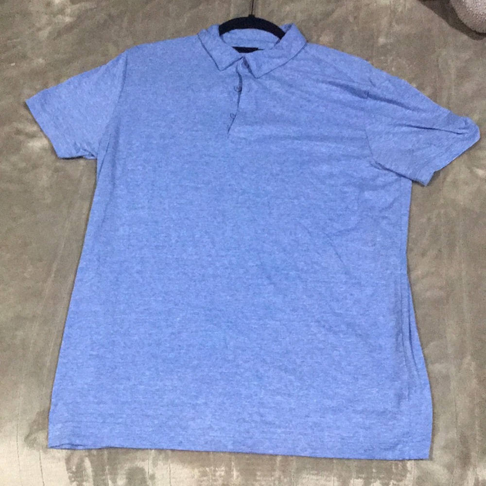 Blue Cotton stretch dress up shirt with collar